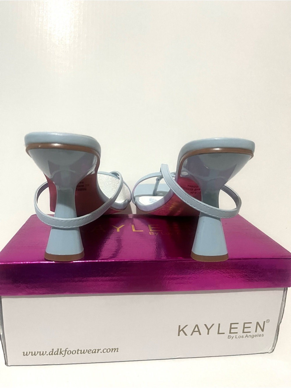 Kayleen by Los Angeles Light Blue Strappy Kitten Heel Sandals - Picture 3 of 5
